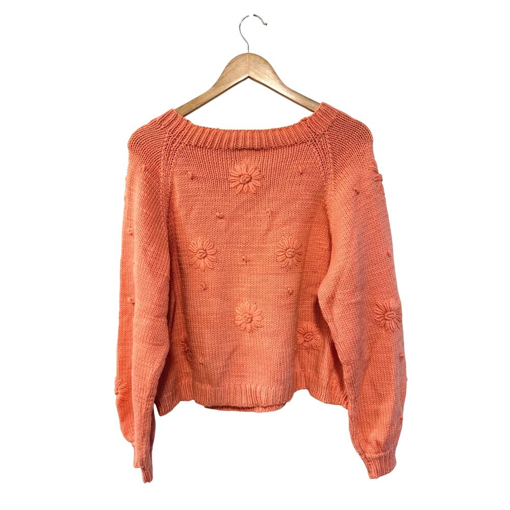 Free People x Tach Clothing M Jana Sweater 100% Wool Handmade Knit Coral Pink - Picture 8 of 11